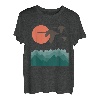 Schwäne Berge Landschaft Natur Minimalistisches Design T-Shirt