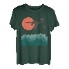 Schwäne Berge Landschaft Natur Minimalistisches Design T-Shirt