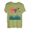 Schwäne Berge Landschaft Natur Minimalistisches Design T-Shirt