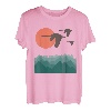 Schwäne Berge Landschaft Natur Minimalistisches Design T-Shirt