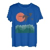 Schwäne Berge Landschaft Natur Minimalistisches Design T-Shirt