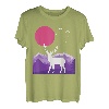 Berge Landschaft Natur Hirsch Reh Minimalistisches Design T-Shirt