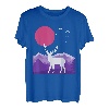 Berge Landschaft Natur Hirsch Reh Minimalistisches Design T-Shirt