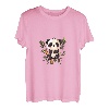 Niedlicher Kawaii-Panda, der auf Bambus-Trieben T-Shirt