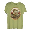 Cottagecore Ästhetischer Frosch mit Hut, spielt Banjo auf Holzscheit T-Shirt