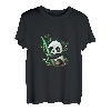 Niedlicher Kawaii-Panda, der im Wald sitzt, umarmt Bambus- T-Shirt