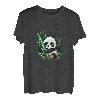 Niedlicher Kawaii-Panda, der im Wald sitzt, umarmt Bambus- T-Shirt