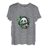 Niedlicher Kawaii-Panda, der im Wald sitzt, umarmt Bambus- T-Shirt