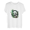 Niedlicher Kawaii-Panda, der im Wald sitzt, umarmt Bambus- T-Shirt